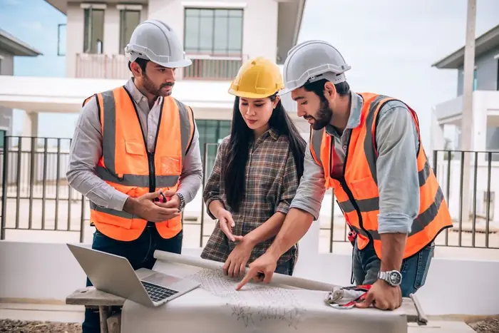 Pakistani engineering technicians on an industrial worksite
