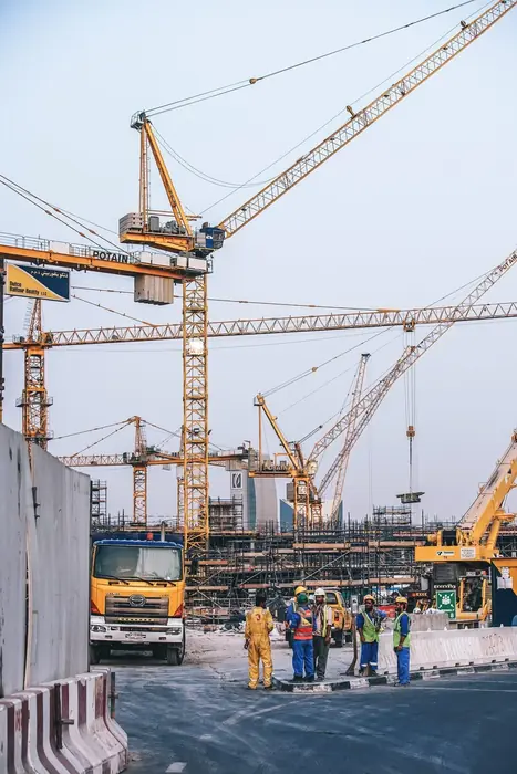 Pakistani construction workers on a building site