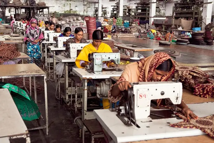 Pakistani textile and garment workers on the production floor
